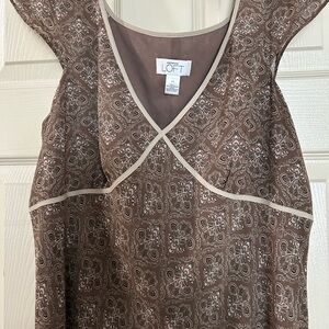 LOFT Taupe Patterned Top